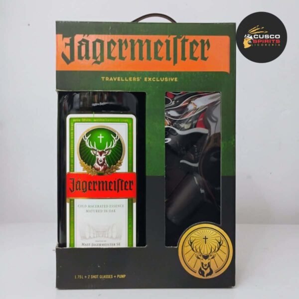 EDICION ESPECIAL JAGERMEISTER 1.75 LITROS + 02 SHOTS + DISPENSADOR